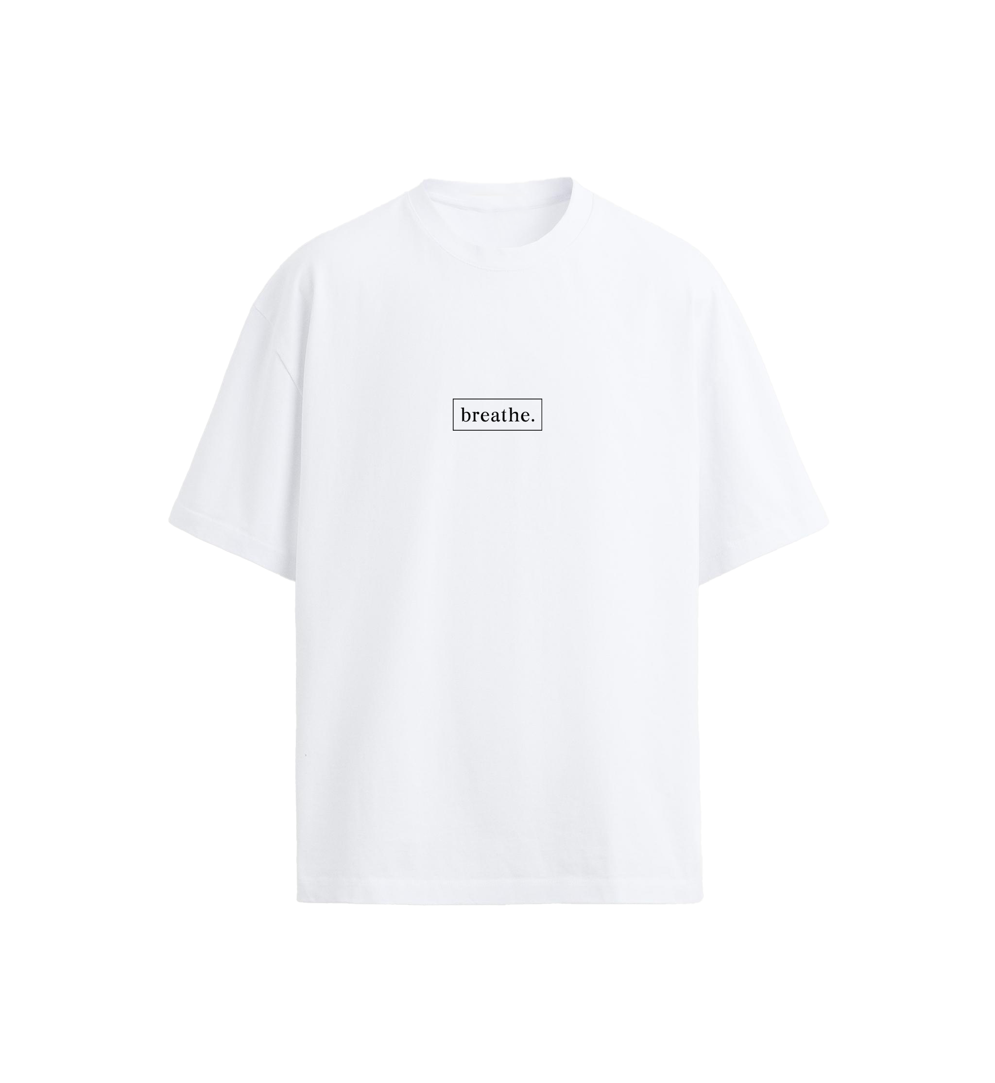 breathe. white tee